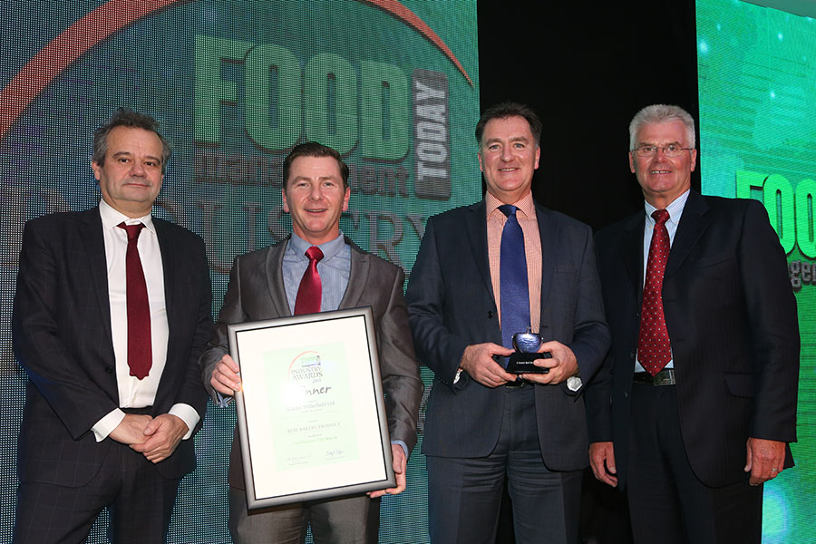 BEST BAKERY PRODUCT - 2 Scotch Beef Bridies - Calder Millerfield Ltd<br>Mark Hix, Derek Keaveney and Jim Fleming of Calder Millerfield Ltd with category partner Ken Mossford of Reiser.