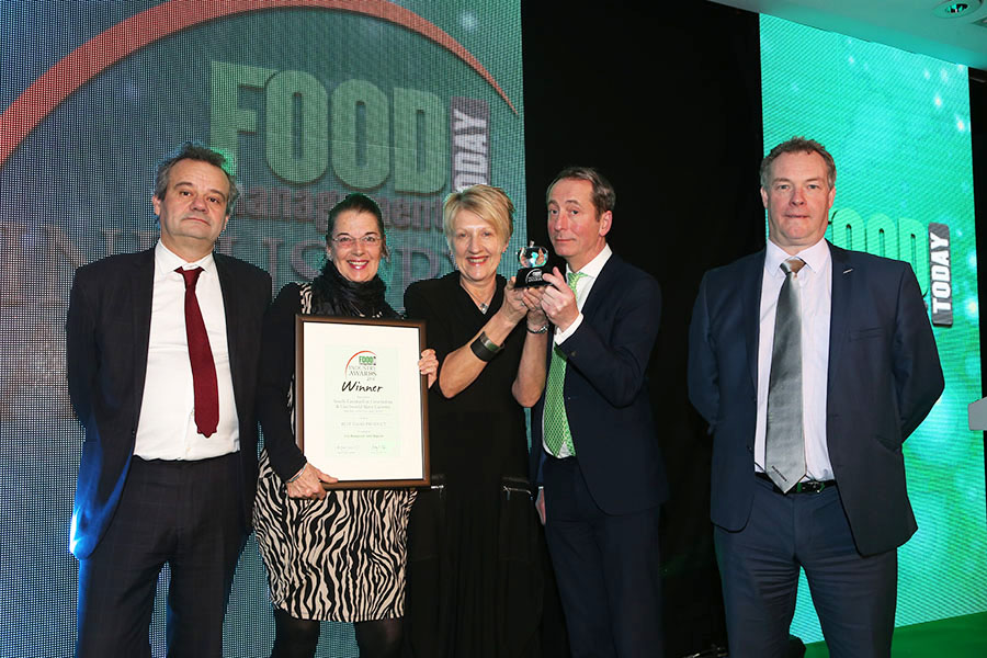 BEST DAIRY PRODUCT - Sainsbury's Welsh Cave Aged Cheddar - South Caernarfon Creameries & Llechwedd Slate Caverns<br>Mark Hix, Winn Merrells of Sainsbury������¢���¯���¿���½���¯���¿���½s, Linda Lewis of SCC and Michael Bewick of LSC with category partner Mark Haworth of Bizerba UK Ltd.