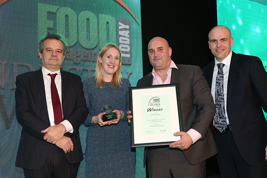 FOOD MANUFACTURER OF THE YEAR  - Wyke Farms<br>Mark Hix, Jennifer Gray and Rich Clothier of Wyke Farms with category partner Graeme Rolinson of Marel GB Ltd.