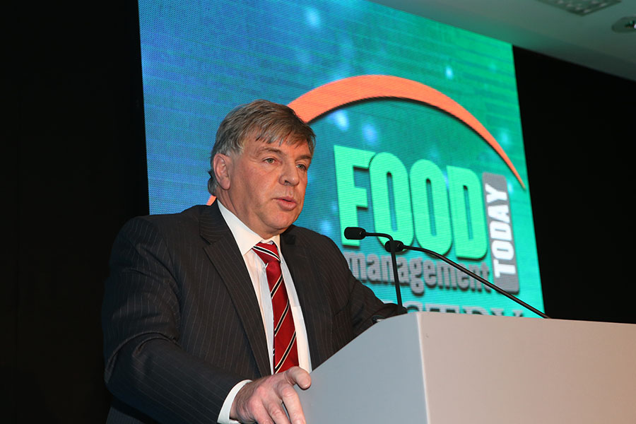 Food Industry Champion Nick Allen addressing guests. 