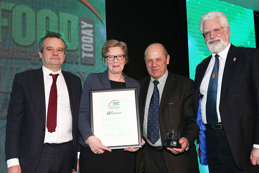 BEST TRAINING INITIATIVE - Danish Agriculture & Food Council: Meat Masterclass<br>Mark Hix, Anne Lund and John Howard of the Danish Agriculture & Food Council with category partner Bill Jermey of ftc.